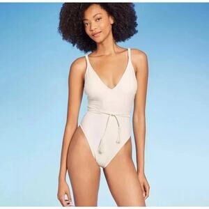 Women's Braid Detail Extra High Leg One Piece Swimsuit Shade & Shore Small 4-6